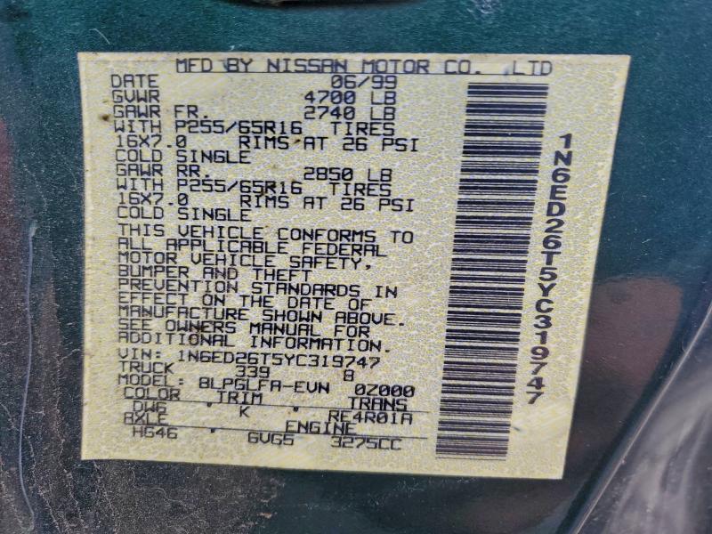 Aukcja sprzedaży 2000 Nissan Frontier K, vin: 1N6ED26T5YC319747, numer aukcji: 95944005