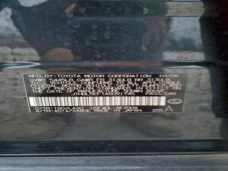 Aukcja sprzedaży 2010 Lexus Ls, vin: JTHBL5EF1A5091745, numer aukcji: 97650815