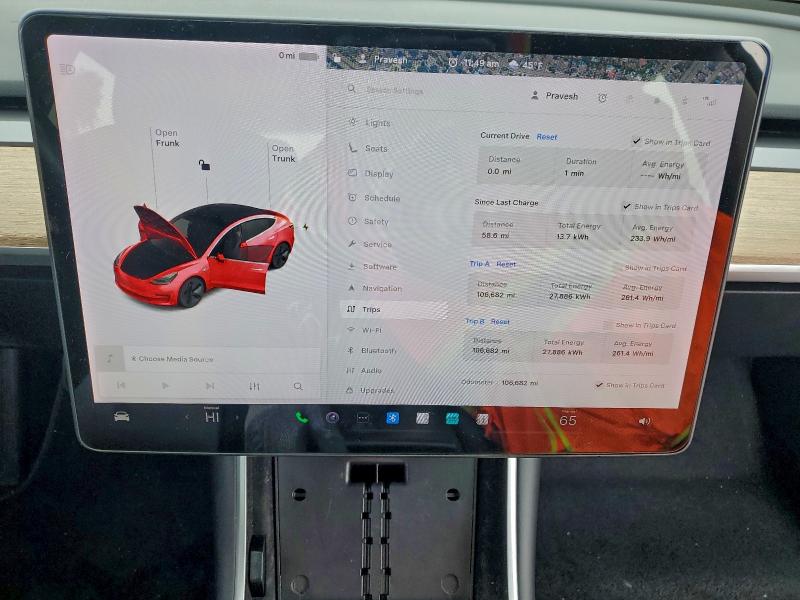 2019 Tesla Model 3 მანქანა იყიდება აუქციონზე, vin: 5YJ3E1EA5KF305021, აუქციონის ნომერი: 96376005