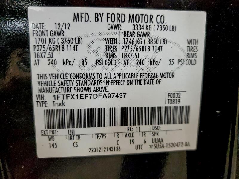 Aukcja sprzedaży 2013 Ford F150 Super, vin: 1FTFX1EF7DFA97497, numer aukcji: 97074275