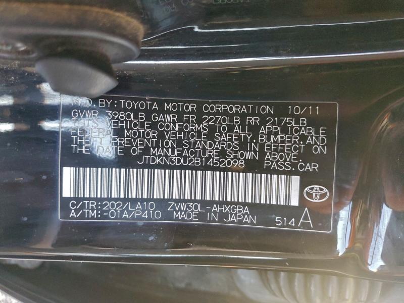 95313535 :رقم المزاد ، JTDKN3DU2B1452098 vin ، 2011 Toyota Prius مزاد بيع