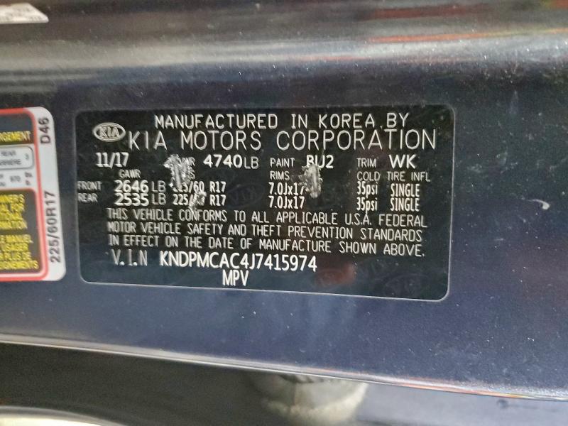 Продажа на аукционе авто 2018 Kia Sportage, vin: KNDPMCAC4J7415974, номер лота: 97126685