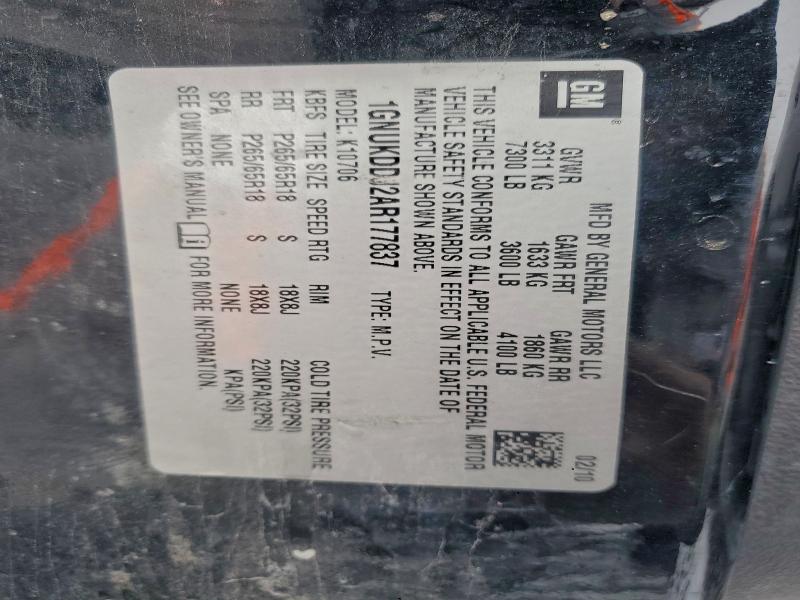 2010 Chevrolet Tahoe მანქანა იყიდება აუქციონზე, vin: 1GNUKDDJ2AR177837, აუქციონის ნომერი: 95672065