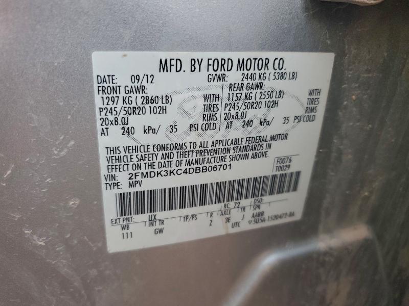 Продажа на аукционе авто 2013 Ford Edge, vin: 2FMDK3KC4DBB06701, номер лота: 95783385