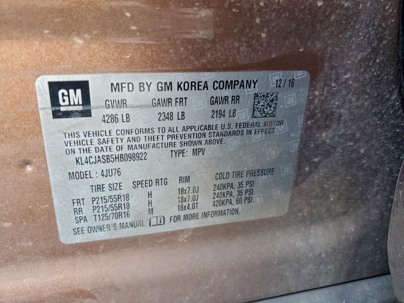 Продаж на аукціоні авто 2017 Buick Encore, vin: KL4CJASB5HB098922, номер лоту: 94920705