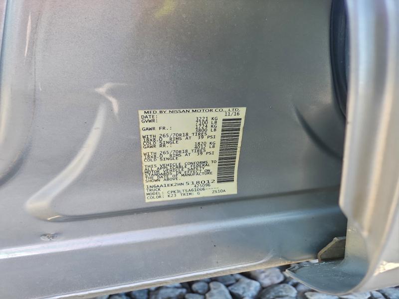 77658065 :رقم المزاد ، 1N6AA1EK2HN518012 vin ، 2017 Nissan Titan S مزاد بيع