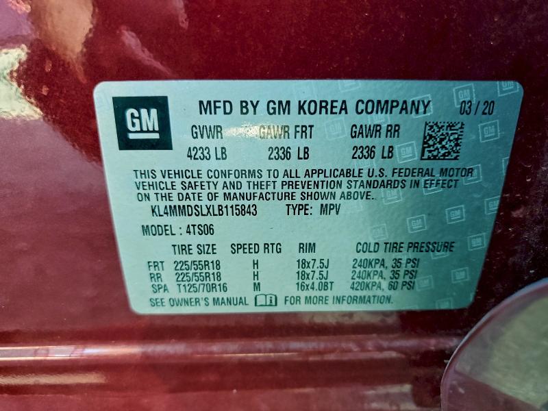 Aukcja sprzedaży 2020 Buick Encore Gx, vin: KL4MMDSLXLB115843, numer aukcji: 95965435