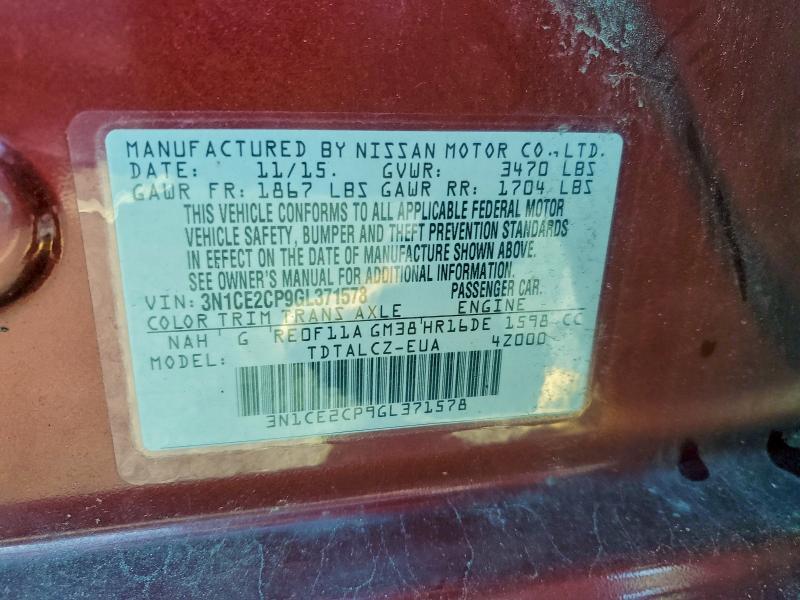 Продажа на аукционе авто 2016 Nissan Versa Note, vin: 3N1CE2CP9GL371578, номер лота: 96284165
