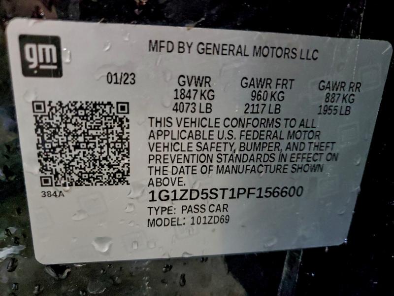 Aukcja sprzedaży 2023 Chevrolet Malibu, vin: 1G1ZD5ST1PF156600, numer aukcji: 94662435