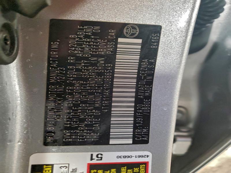 Продаж на аукціоні авто 2024 Toyota Camry Le, vin: 4T1R11AK1RU886549, номер лоту: 97799455