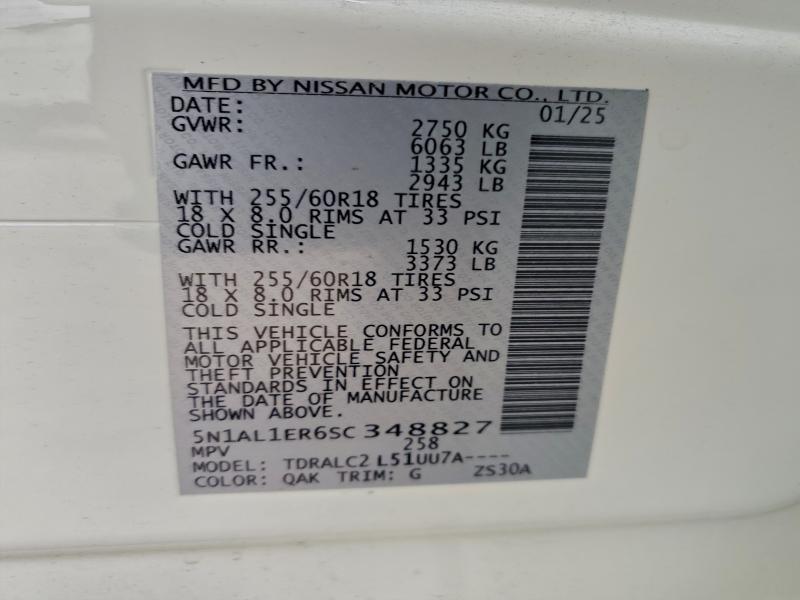 Aukcja sprzedaży 2025 Infiniti Qx60, vin: 5N1AL1ER6SC348827, numer aukcji: 96117085