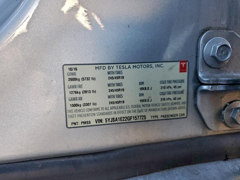 Aukcja sprzedaży 2016 Tesla Model S, vin: 5YJSA1E22GF157725, numer aukcji: 95013485