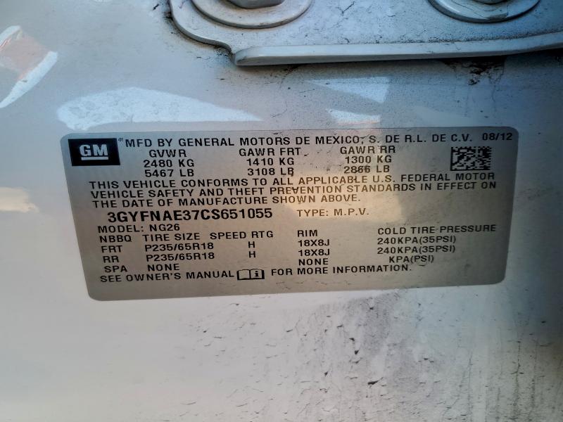 95855215 :رقم المزاد ، 3GYFNAE37CS651055 vin ، 2012 Cadillac Srx مزاد بيع