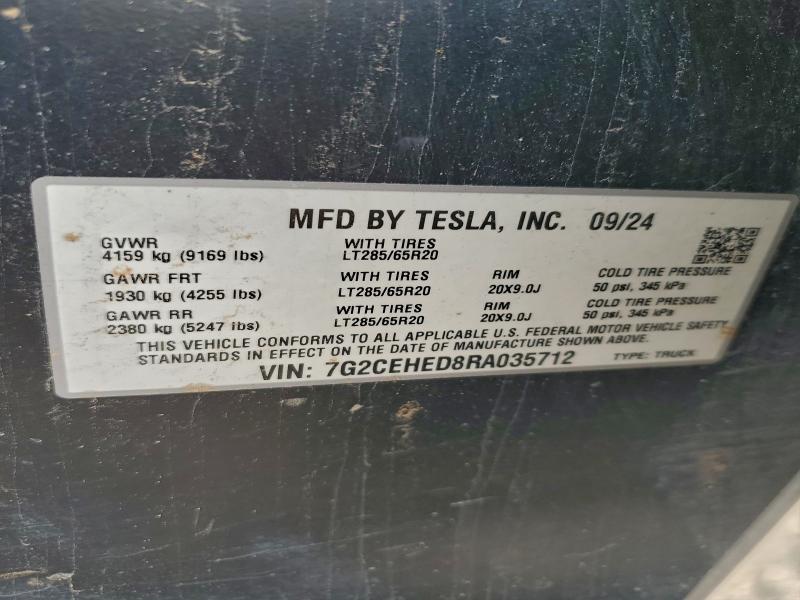 Aukcja sprzedaży 2024 Tesla Cybertruck, vin: 7G2CEHED8RA035712, numer aukcji: 95749965