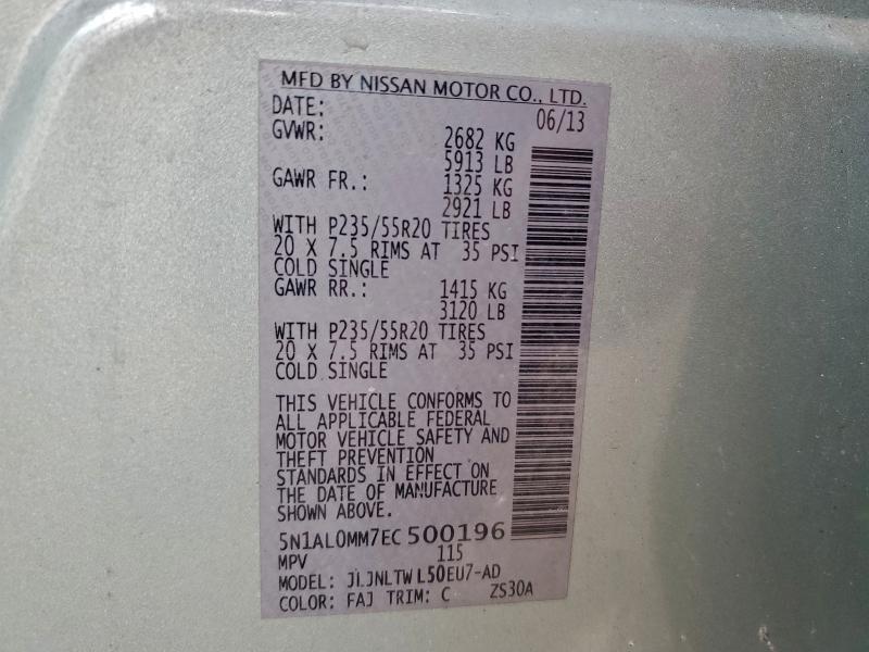 Aukcja sprzedaży 2014 Infiniti Qx60, vin: 5N1AL0MM7EC500196, numer aukcji: 95324465