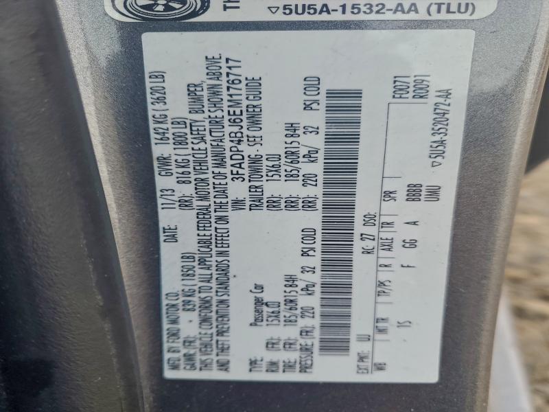 2014 Ford Fiesta მანქანა იყიდება აუქციონზე, vin: 3FADP4BJ6EM176717, აუქციონის ნომერი: 96944125