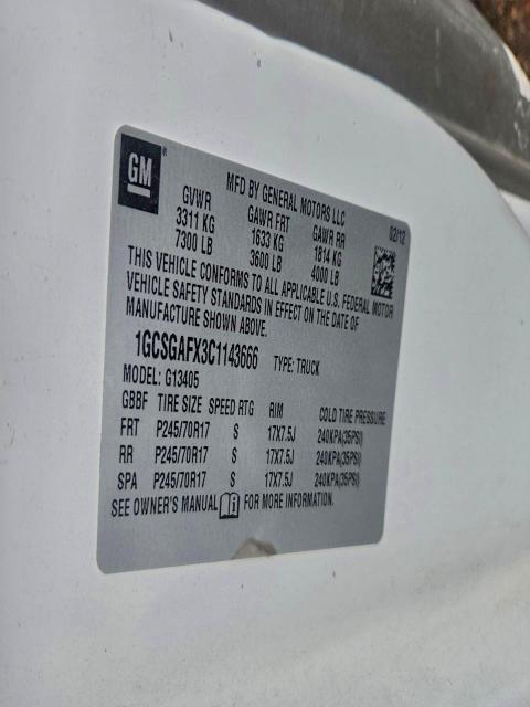 Продаж на аукціоні авто 2012 Chevrolet Express, vin: 1GCSGAFX3C1143666, номер лоту: 78431555