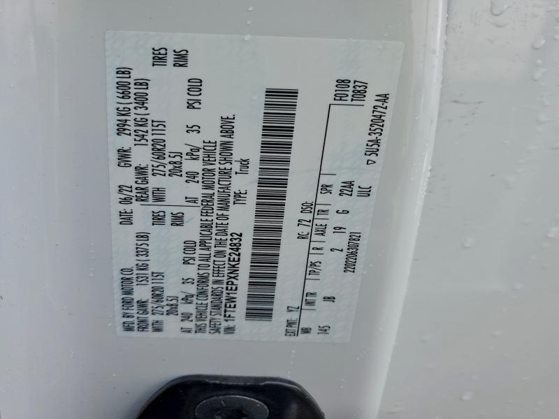 Продаж на аукціоні авто 2022 Ford F150, vin: 1FTEW1EPXNKE24832, номер лоту: 98355395