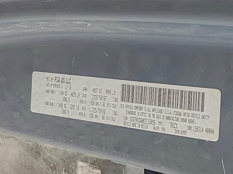 96391265 :رقم المزاد ، 3C6TRVDG8KE515059 vin ، 2019 Ram Promaster مزاد بيع
