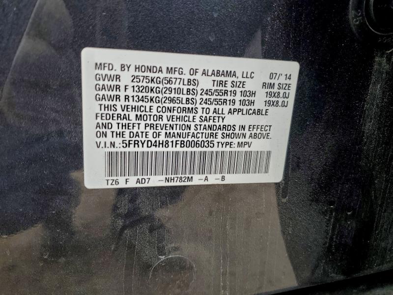 Продажа на аукционе авто 2015 Acura Mdx, vin: 5FRYD4H81FB006035, номер лота: 95756195