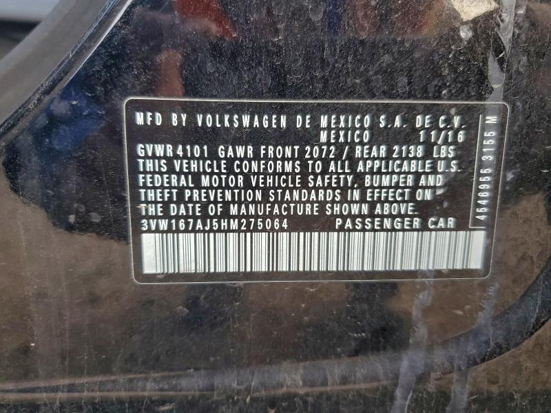 96074035 :رقم المزاد ، 3VW167AJ5HM275064 vin ، 2017 Volkswagen Jetta مزاد بيع