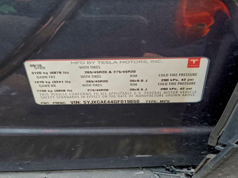 Aukcja sprzedaży 2016 Tesla Model X, vin: 5YJXCAE44GF019850, numer aukcji: 97783105