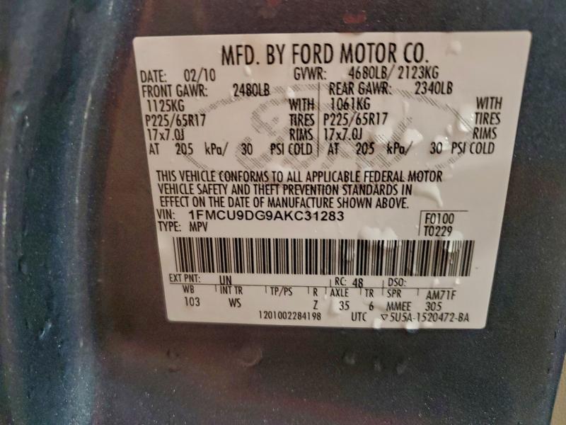 Auction sale of the 2010 Ford Escape, vin: 1FMCU9DG9AKC31283, lot number: 96576675