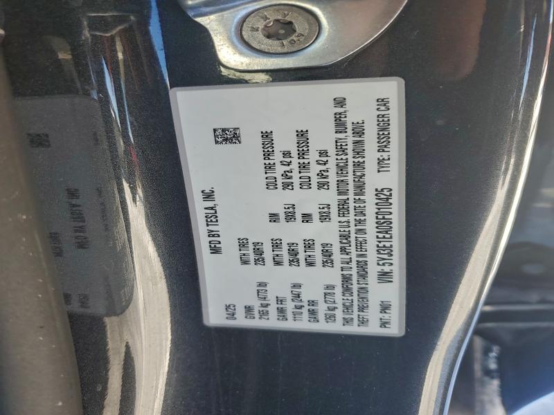 Aukcja sprzedaży 2025 Tesla Model 3, vin: 5YJ3E1EA0SF010425, numer aukcji: 95454155