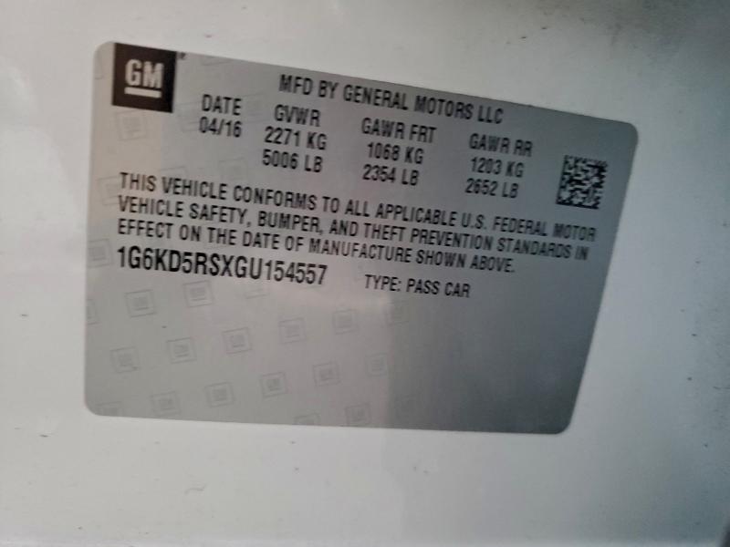 Продаж на аукціоні авто 2016 Cadillac Ct6 Luxury, vin: 1G6KD5RSXGU154557, номер лоту: 95989855
