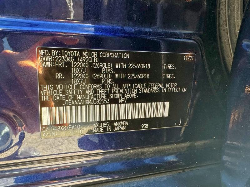 Aukcja sprzedaży 2021 Toyota Venza Le, vin: JTEAAAAHXMJ082553, numer aukcji: 96790015