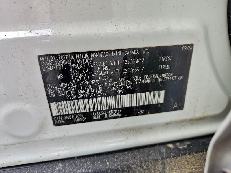 96181445 :رقم المزاد ، 2T3P1RFV6RC425770 vin ، 2024 Toyota Rav4 مزاد بيع