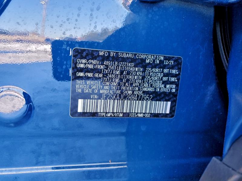 Продаж на аукціоні авто 2024 Subaru Forester, vin: JF2SKAJC2RH477952, номер лоту: 96997115