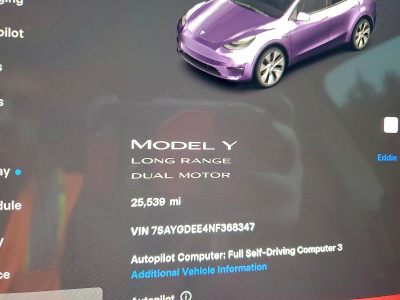 Продажа на аукционе авто 2022 Tesla Model Y, vin: 7SAYGDEE4NF368347, номер лота: 95792665