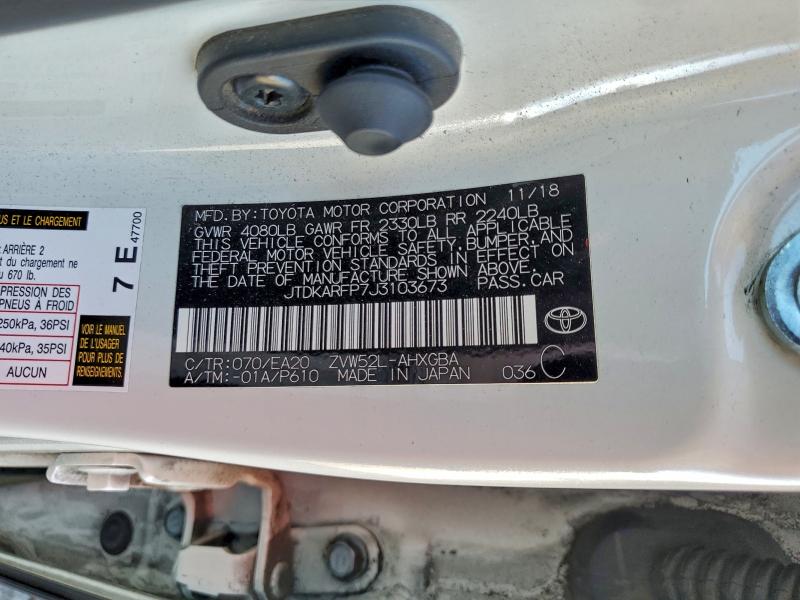 Продажа на аукционе авто 2018 Toyota Prius Prim, vin: JTDKARFP7J3103673, номер лота: 94380855