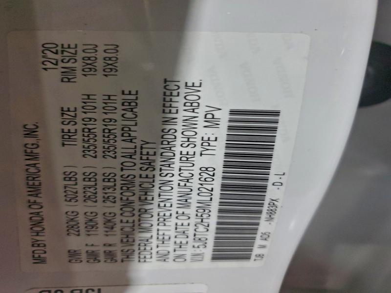 97823175 :رقم المزاد ، 5J8TC2H59ML021628 vin ، 2021 Acura Rdx مزاد بيع