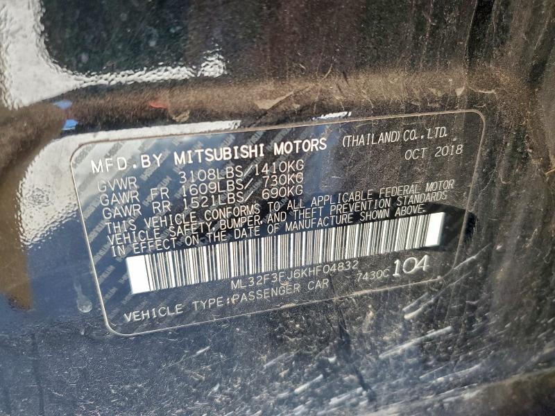 Продаж на аукціоні авто 2019 Mitsubishi Mirage, vin: ML32F3FJ6KHF04832, номер лоту: 96075285