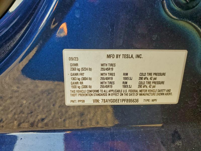 94427855 :رقم المزاد ، 7SAYGDEE1PF895636 vin ، 2023 Tesla Model Y مزاد بيع