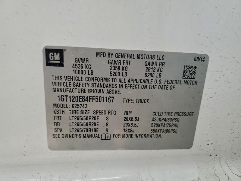 Продаж на аукціоні авто 2015 Gmc Sierra, vin: 1GT120E84FF501167, номер лоту: 96333115