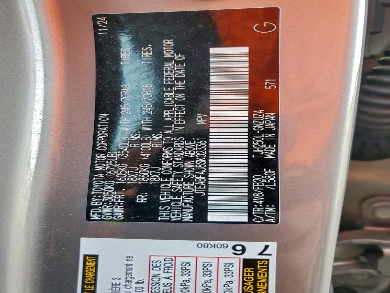 76110685 :رقم المزاد ، JTEABFAJ8SK023361 vin ، 2025 Toyota Land Cruis مزاد بيع