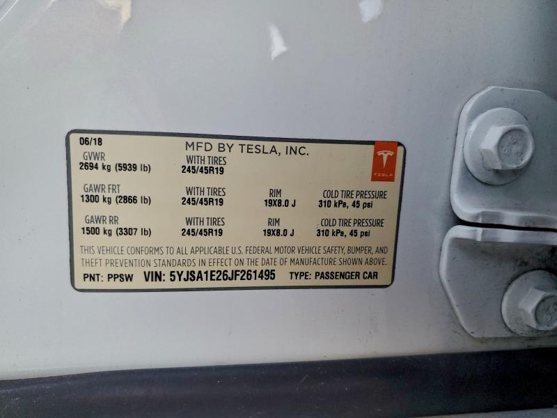 Продажа на аукционе авто 2018 Tesla Model S, vin: 5YJSA1E26JF261495, номер лота: 96001875