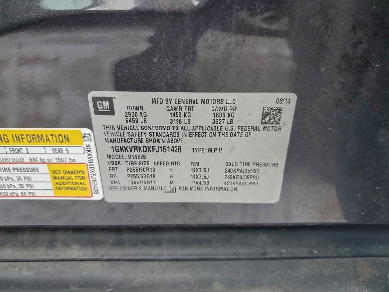 Продаж на аукціоні авто 2015 Gmc Acadia Slt, vin: 1GKKVRKDXFJ161428, номер лоту: 97160075