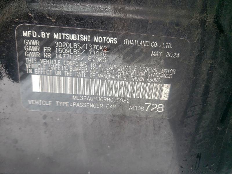 Aukcja sprzedaży 2024 Mitsubishi Mirage, vin: ML32AUHJ0RH015982, numer aukcji: 97708895