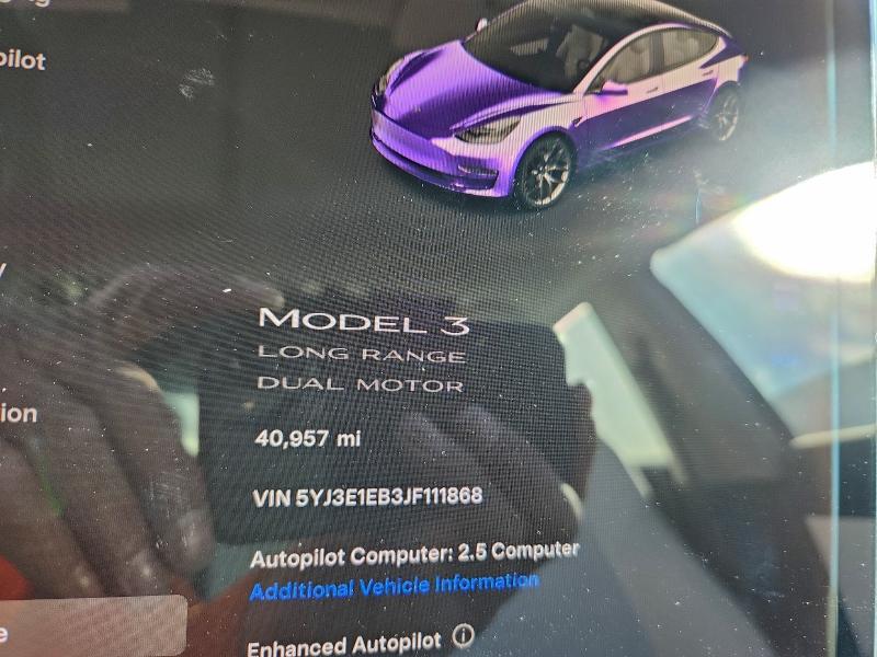 2018 Tesla Model 3 მანქანა იყიდება აუქციონზე, vin: 5YJ3E1EB3JF111868, აუქციონის ნომერი: 96303655