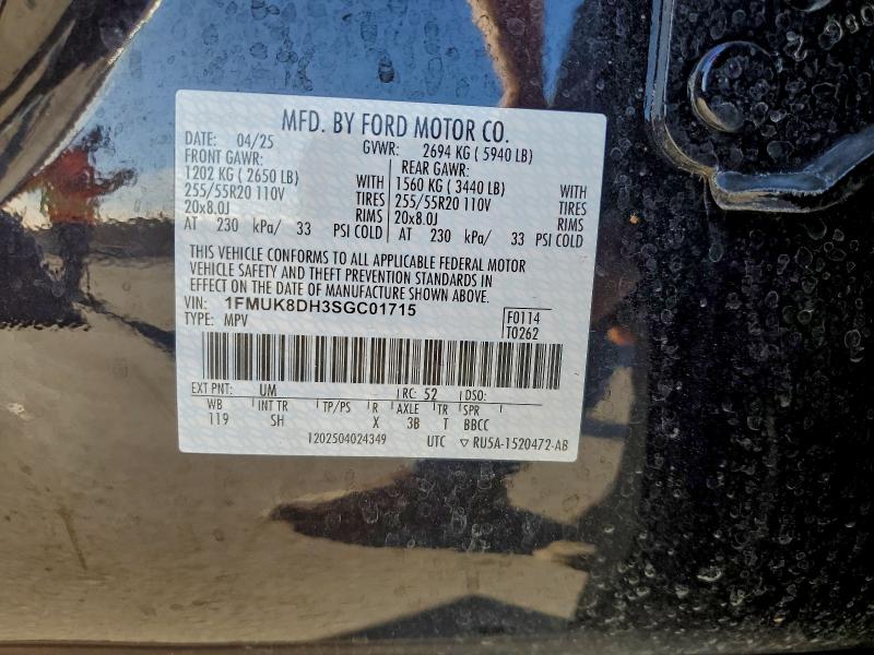 Aukcja sprzedaży 2025 Ford Explorer, vin: 1FMUK8DH3SGC01715, numer aukcji: 96575825
