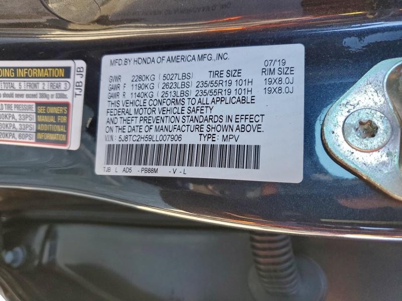 Aukcja sprzedaży 2020 Acura Rdx, vin: 5J8TC2H59LL007906, numer aukcji: 96140205