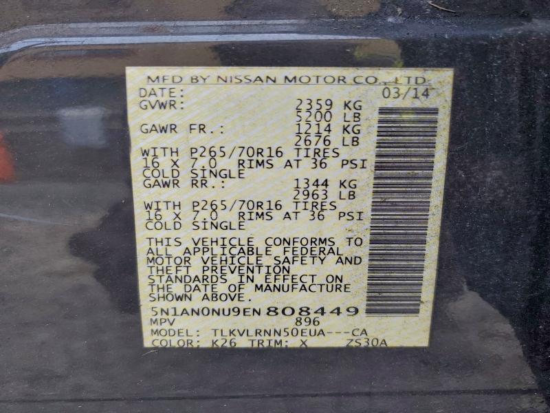 Aukcja sprzedaży 2014 Nissan Xterra, vin: 5N1AN0NU9EN808449, numer aukcji: 95320695