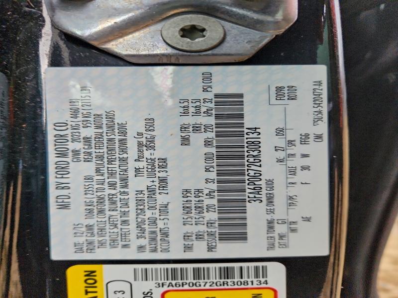 Продажа на аукционе авто 2016 Ford Fusion, vin: 3FA6P0G72GR308134, номер лота: 97188915