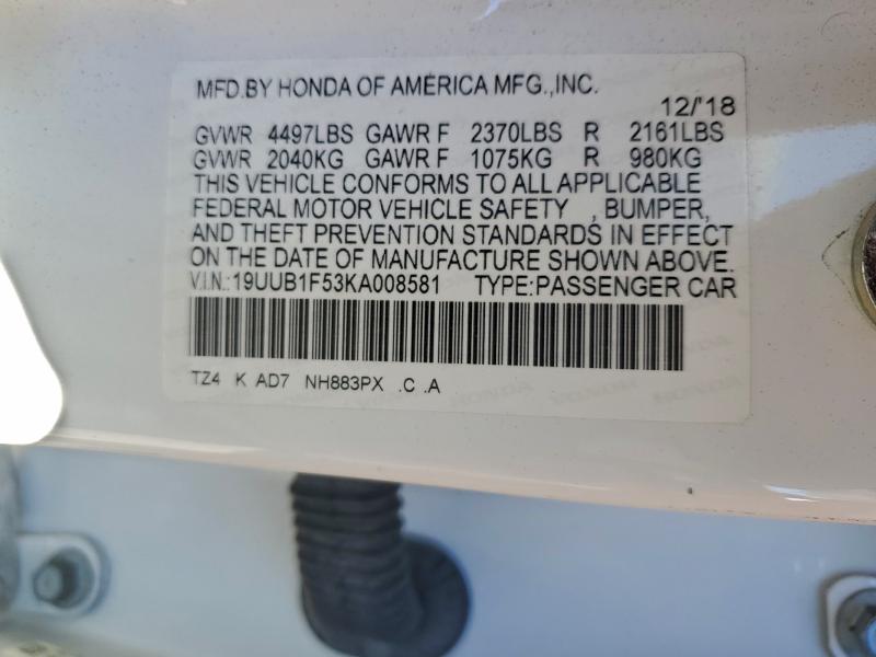 Aukcja sprzedaży 2019 Acura Tlx, vin: 19UUB1F53KA008581, numer aukcji: 94781395