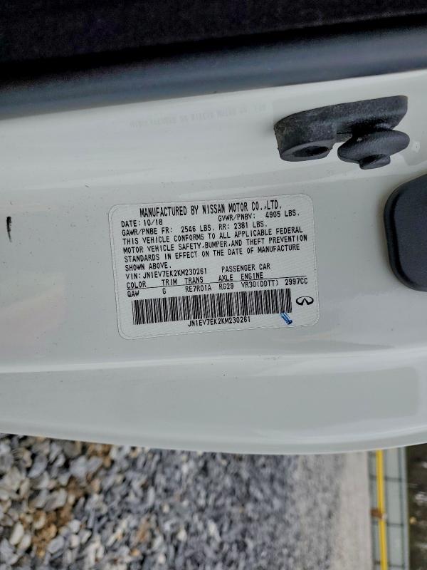 Aukcja sprzedaży 2019 Infiniti Q60, vin: JN1EV7EK2KM230261, numer aukcji: 95071995