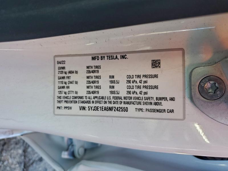 Продажа на аукционе авто 2022 Tesla Model 3, vin: 5YJ3E1EA6NF242550, номер лота: 94289615